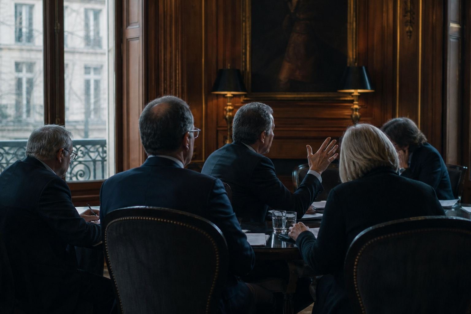 Dirigeants en séance de travail autour d'une table à Paris